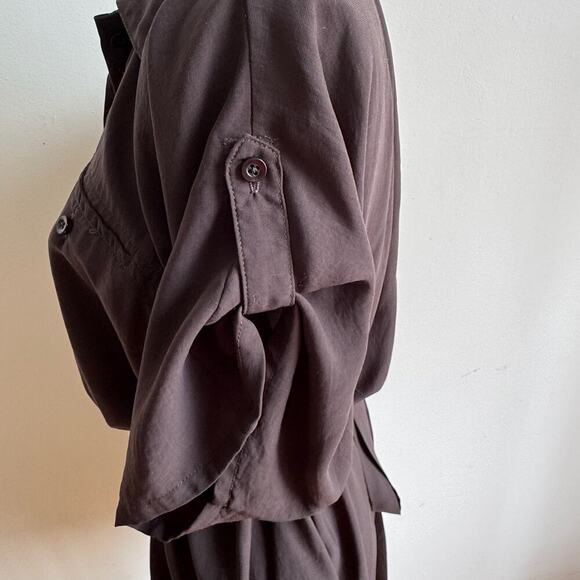 ALICE + OLIVIA Minimalist Brown Shirt Dress - Picture 7 of 10